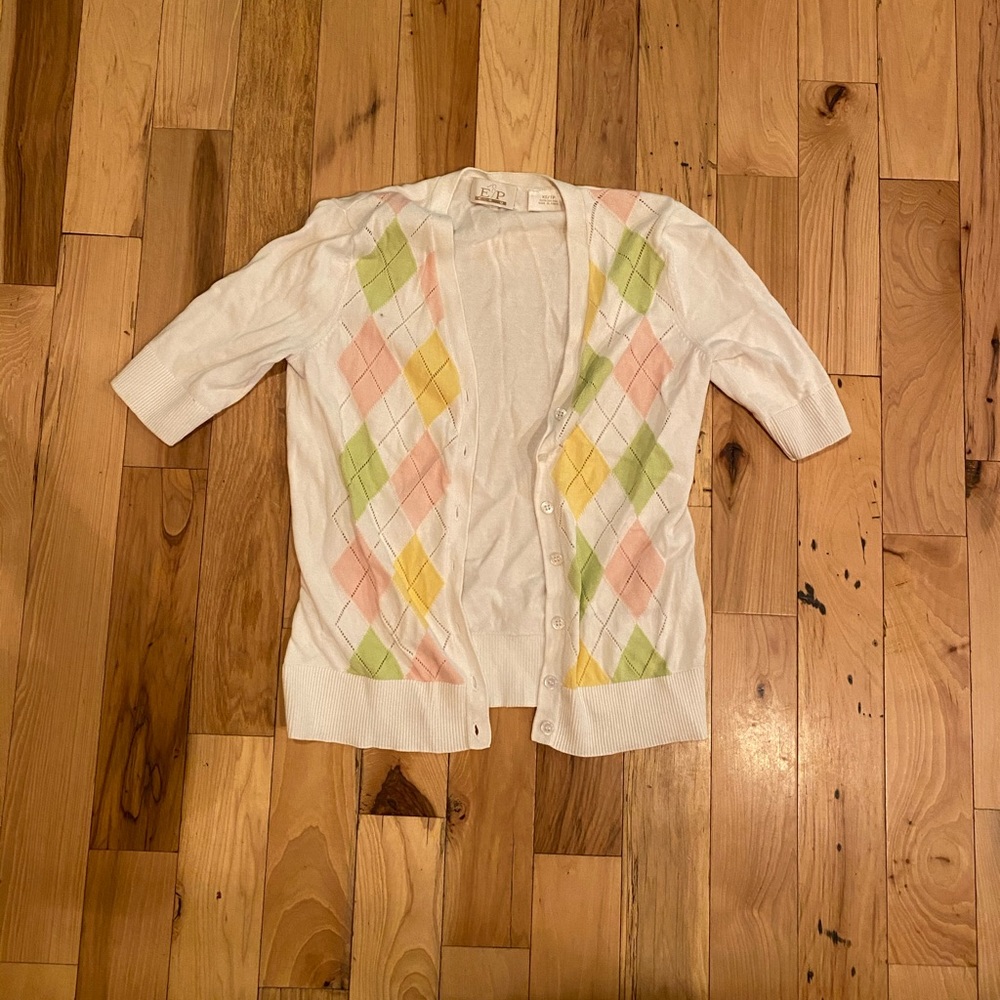 Button-Up Argyle Cardigan